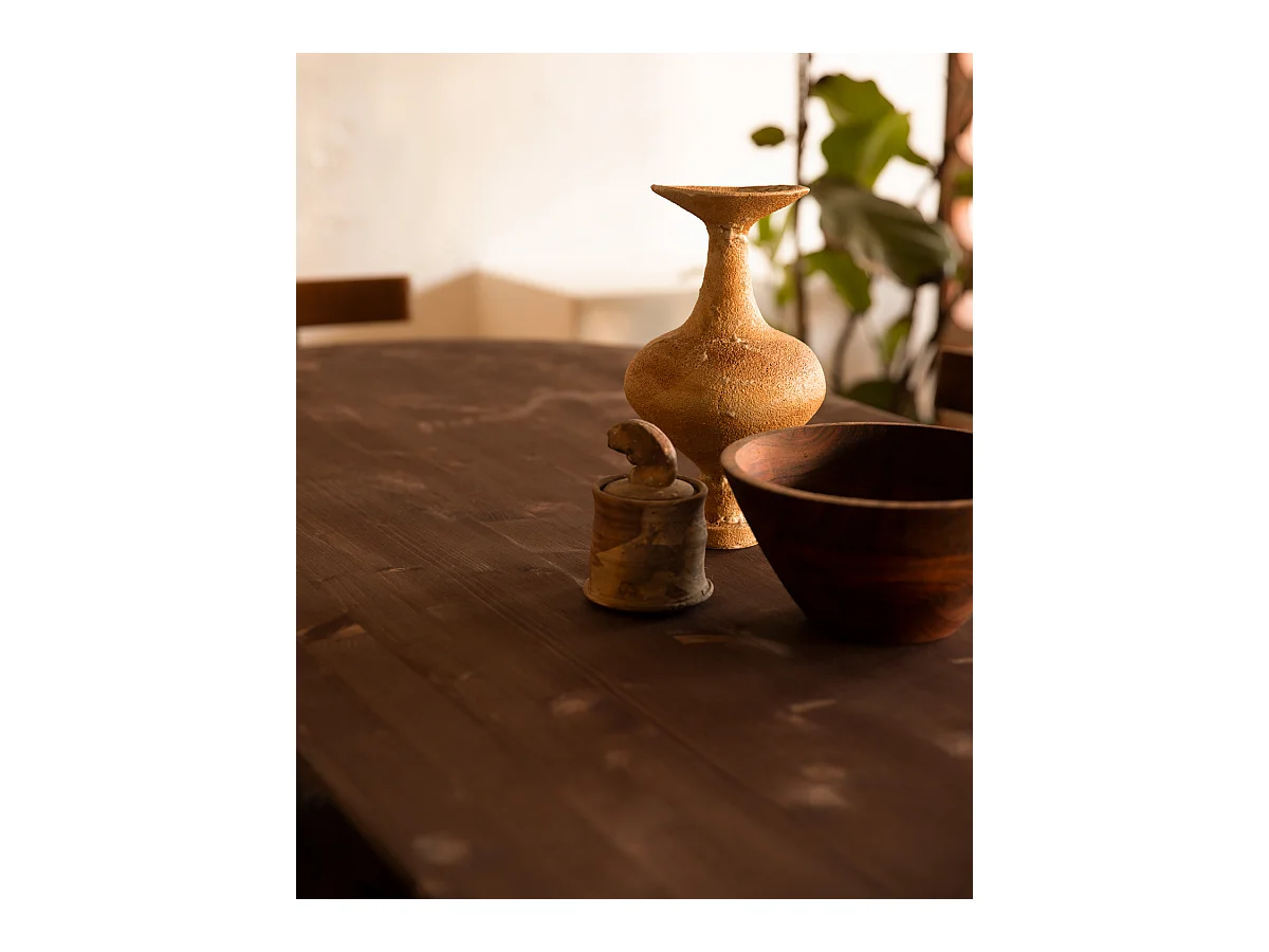 Table à manger ovale en bois de sapin marron 160x75,2cm - BLOOM - DECOWOOD