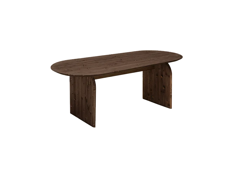 Tavolo da pranzo ovale in legno massello in tono noce 160x75,2cm - BLOOM - DECOWOOD