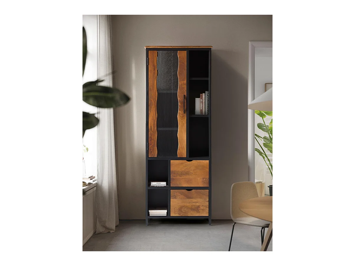 Vaisselier 2 tiroirs Bois-Fer Noir - Harielle Décoration d'Autrefois