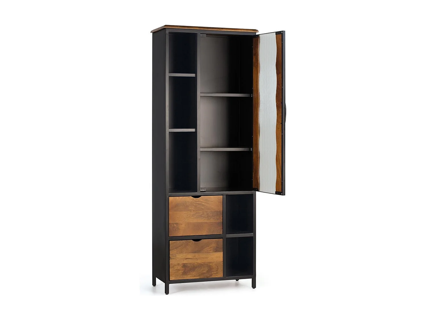 Vitrine en bois manguier et métal