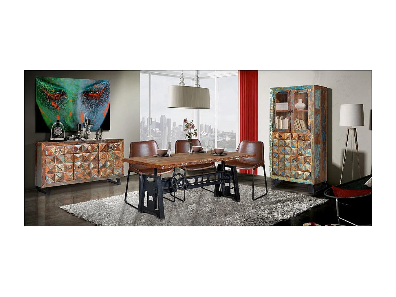 Vitrine exclusive en bois recyclé