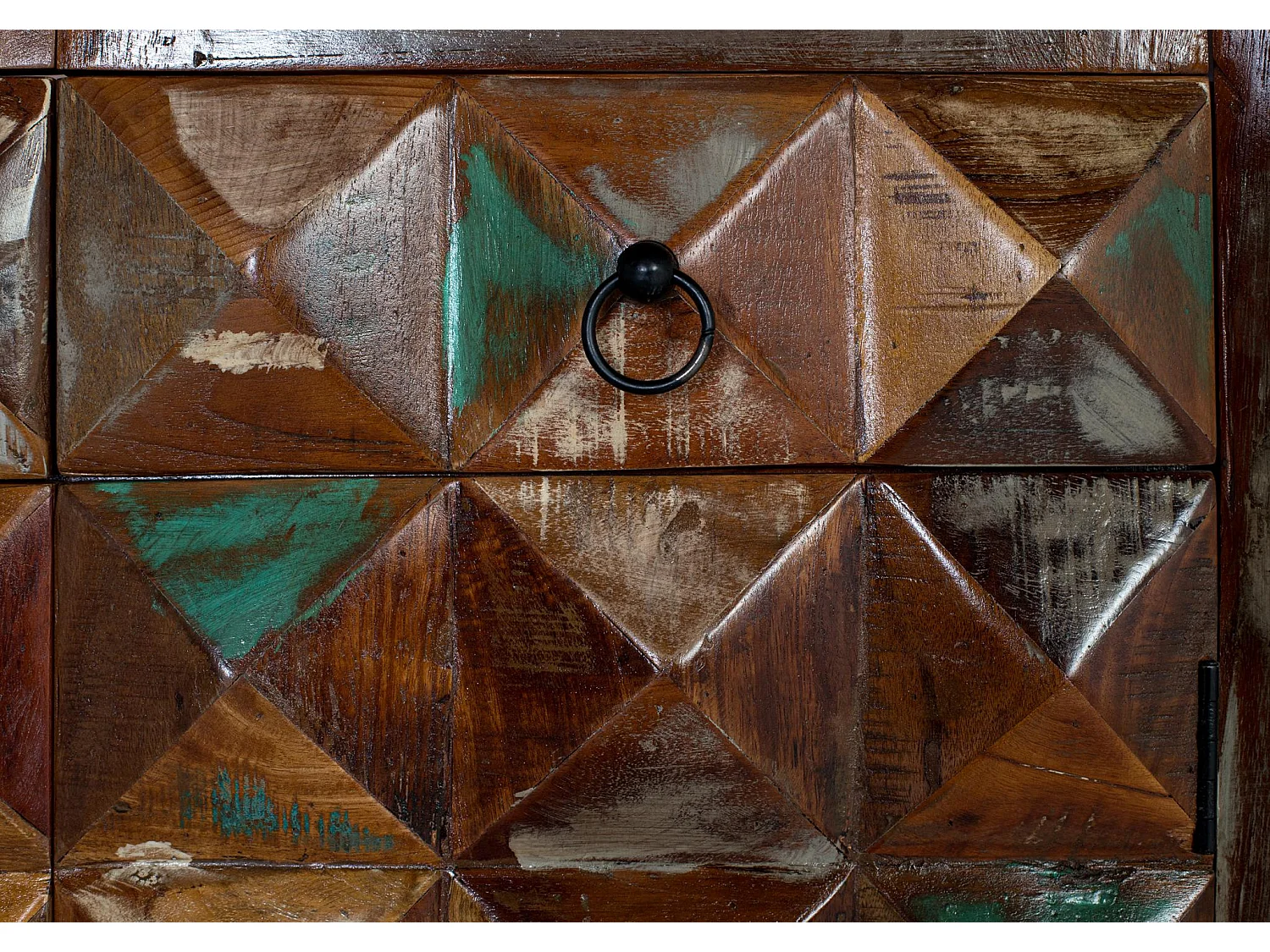 Vitrine en bois recyclé 90 cm, style industriel moderne - 180 x 90 x 40 cm