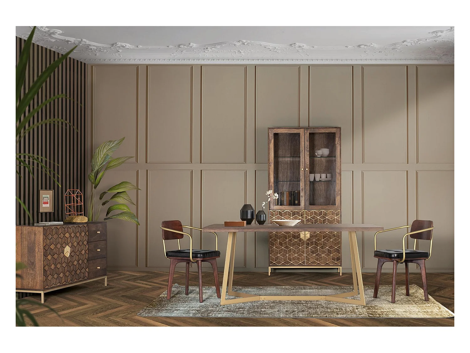 Vaisselier Bois-Fer Marron - Karianne Décoration d'Autrefois