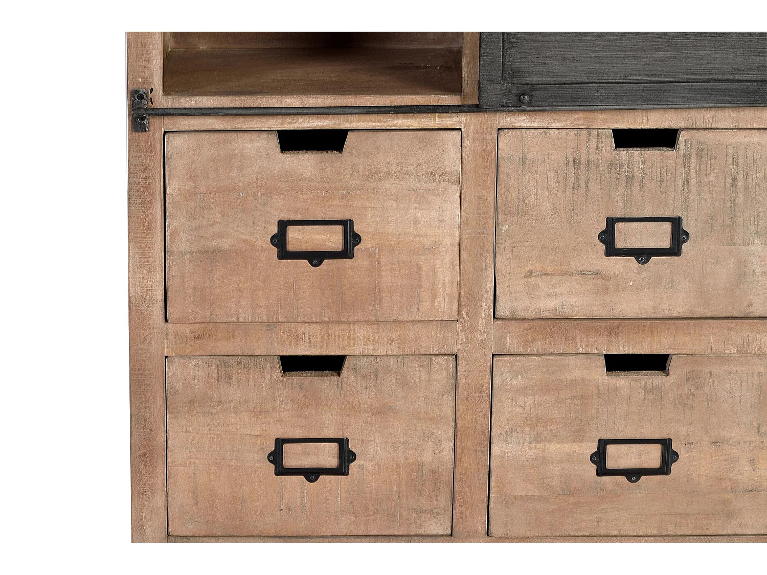 Vitrine en bois de manguier 90 cm, style industriel moderne - 180 x 90 x 40 cm