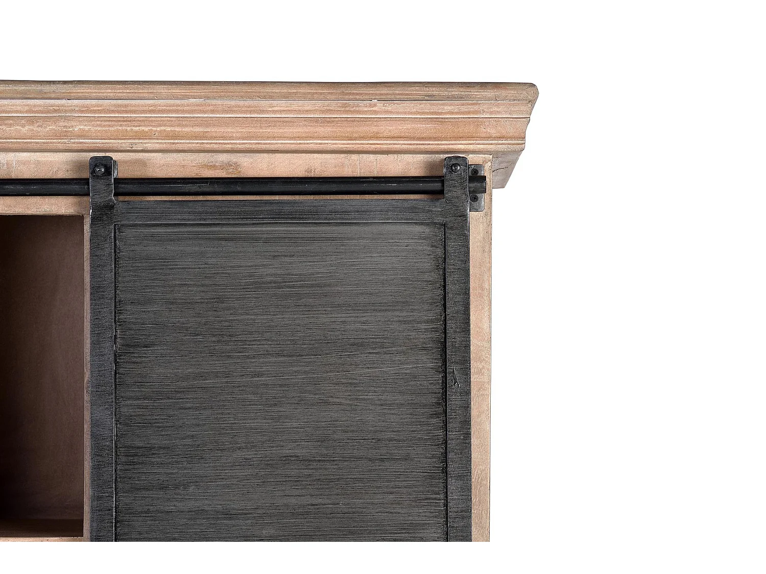 Vitrine en bois de manguier 90 cm, style industriel moderne - 180 x 90 x 40 cm