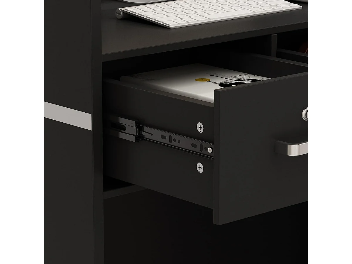 Receptiebalie met open vakken en legplanken Afsluitbare lade Lounge Office 120x48x110cm Zwart