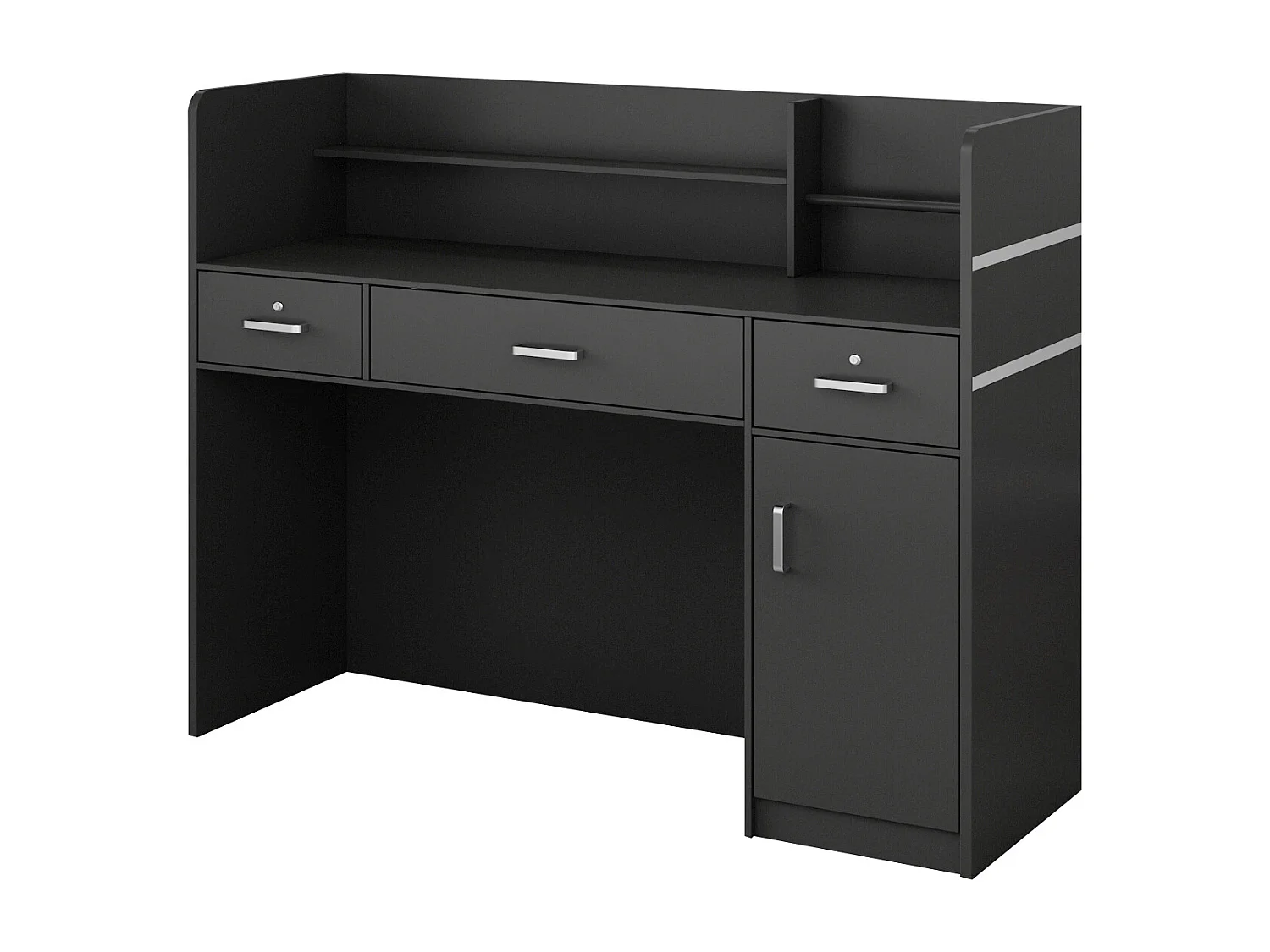 Comptoir de réception avec compartiments ouverts  étagères Tiroir verrouillable Salon Bureau 120x48x110cm Noir