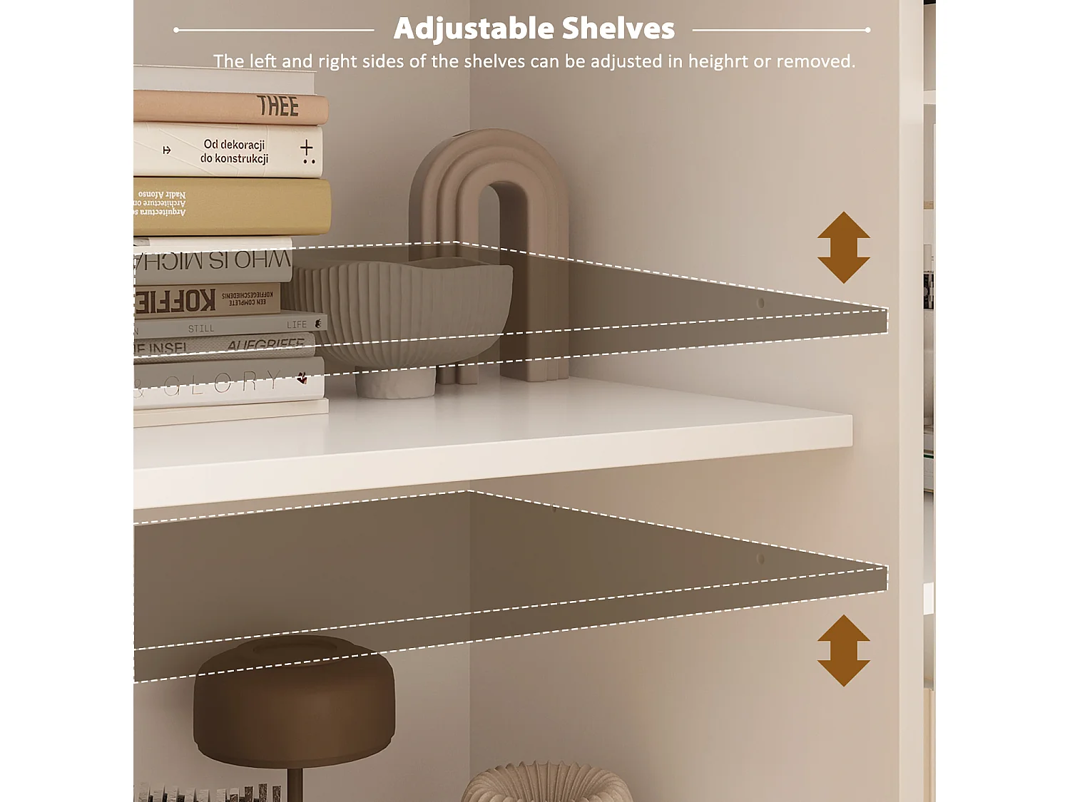 Buffet de Salon avec 4 Portes et 1 Tiroir, Meuble de Rangement avec Pieds en Métal , Salon Chambre Bureau, 160x40x80cm, Blanc