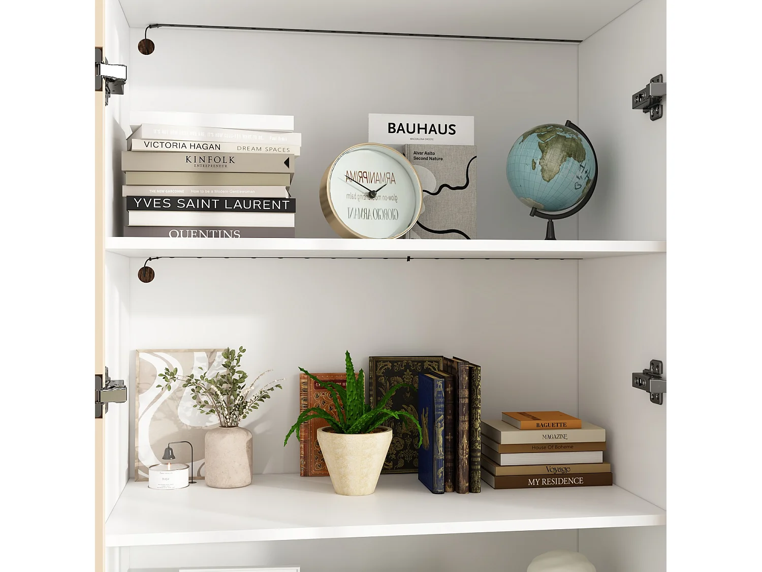 Vitrine met LED en Glazen Deuren Staande Glazen Opbergkast met 4 Pop-up Design Planken 80x40x160cm Wit