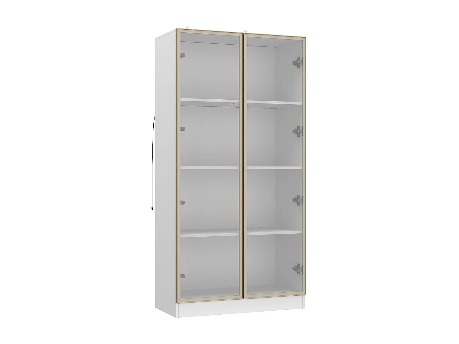 Vitrine avec LED 3 couleurs - 2 portes et à 4 niveaux - push to open, 80x40x160cm, blanc