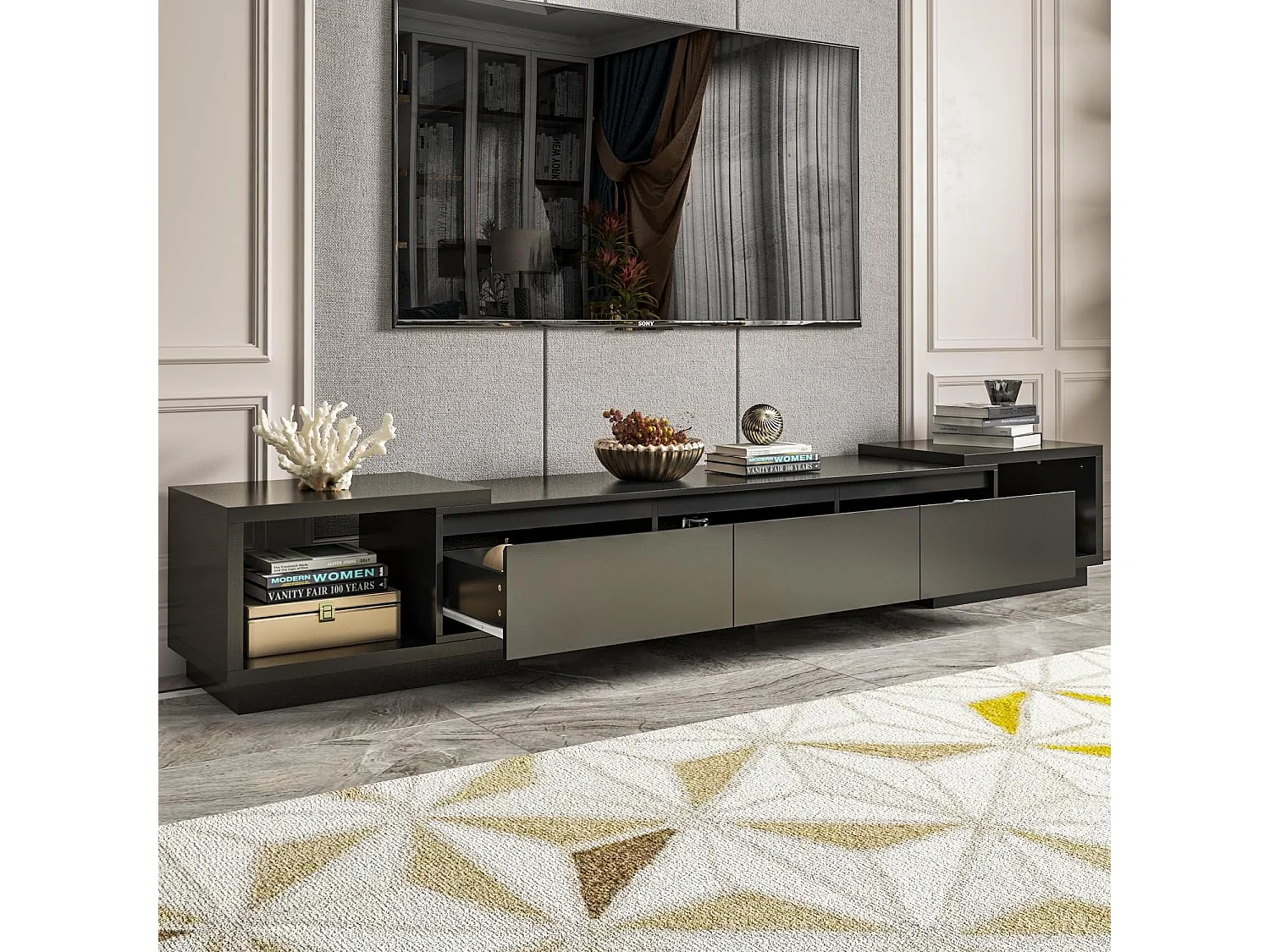 Meuble TV Support TV à longueur réglable 270x40x39cm Noir