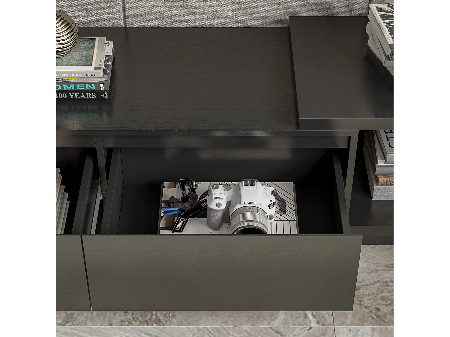 Meuble TV Support TV à longueur réglable 270x40x39cm Noir