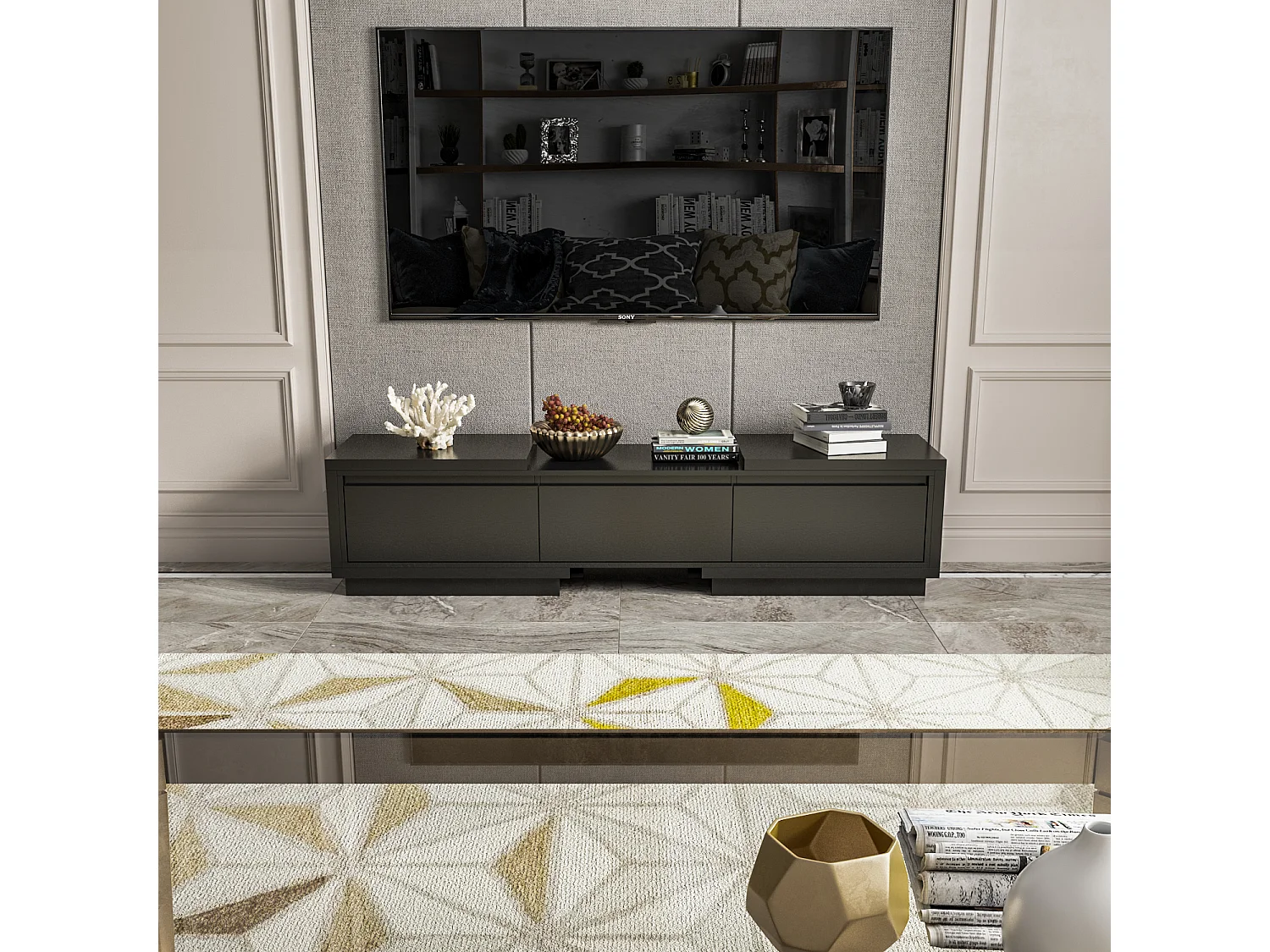 Meuble TV Support TV à longueur réglable 270x40x39cm Noir