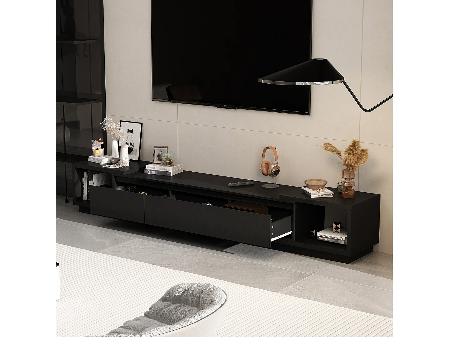 Meuble TV Support TV à longueur réglable 270x40x39cm Noir