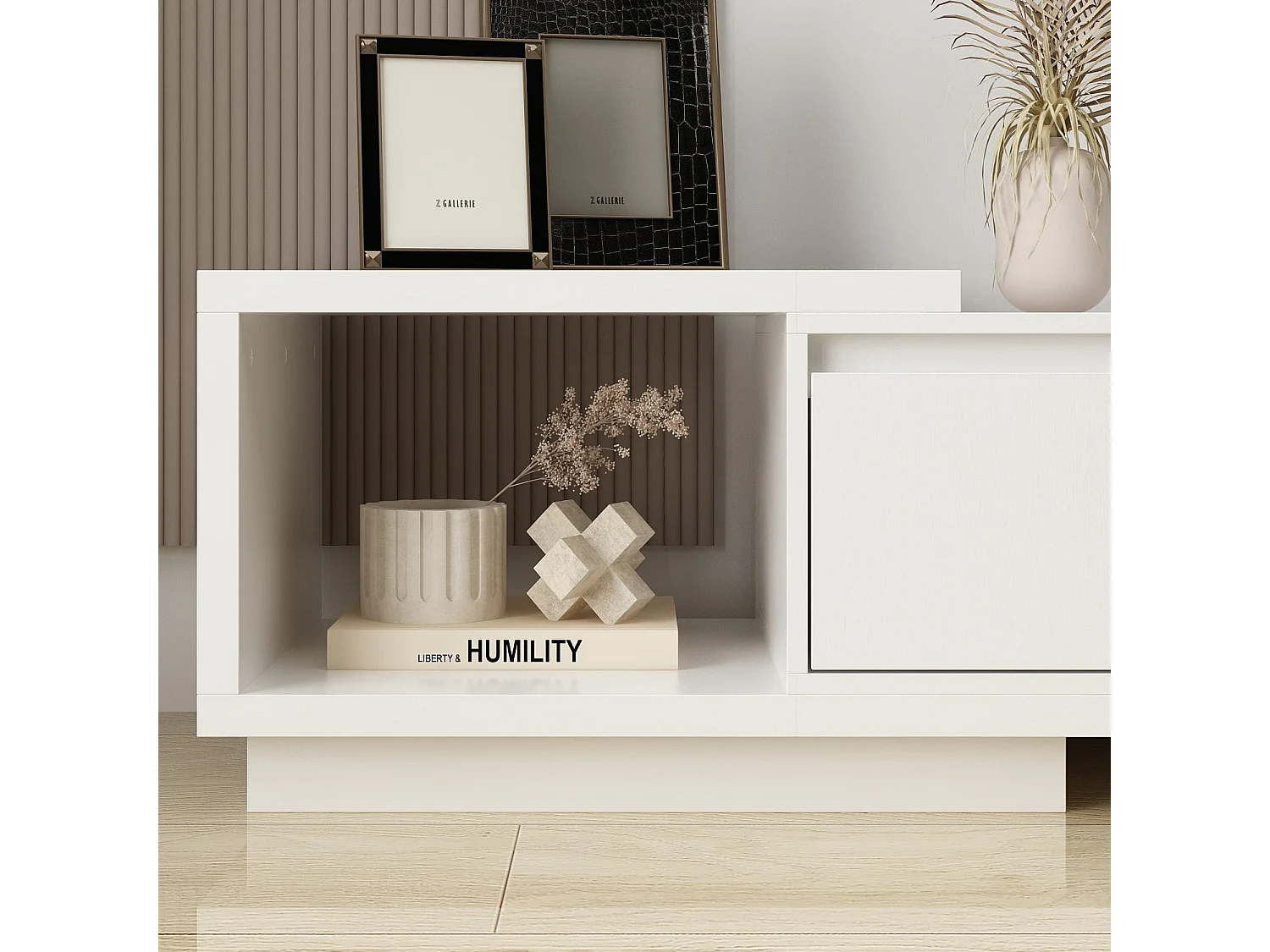 Meuble TV avec longueur réglable Support Buffet bas Mondern Salon 345x30x33.5cm Blanche 270x39x40cm