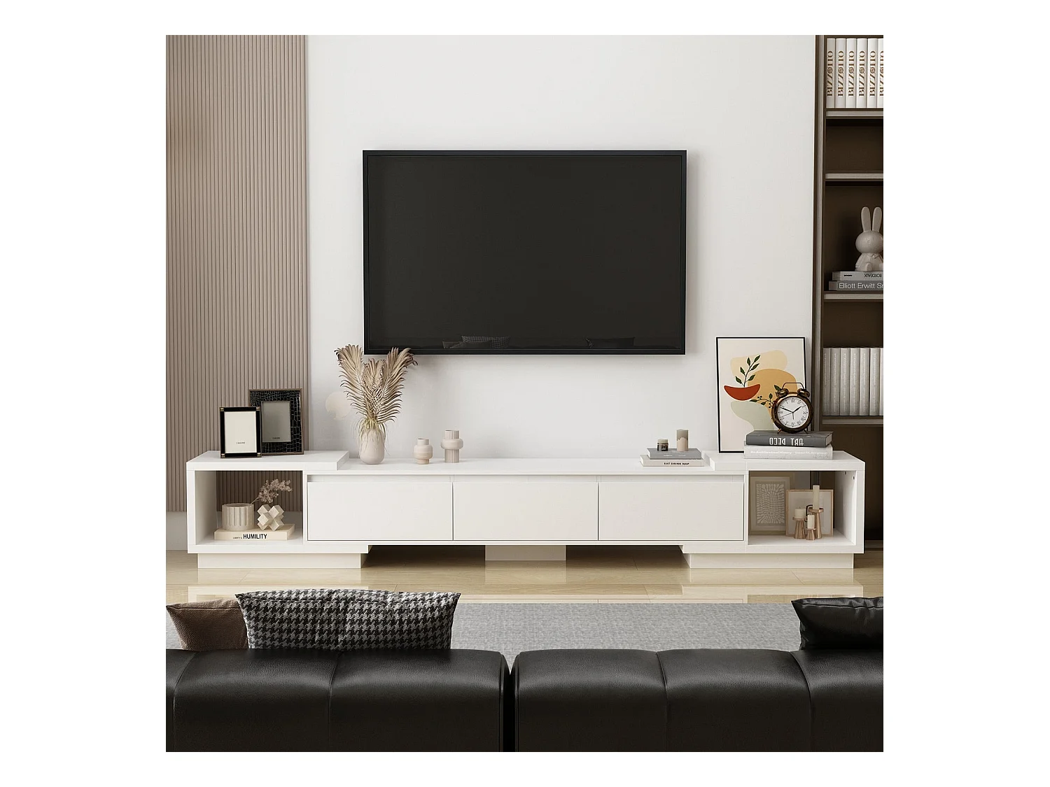 Meuble TV avec longueur réglable Support Buffet bas Mondern Salon 345x30x33.5cm Blanche 270x39x40cm