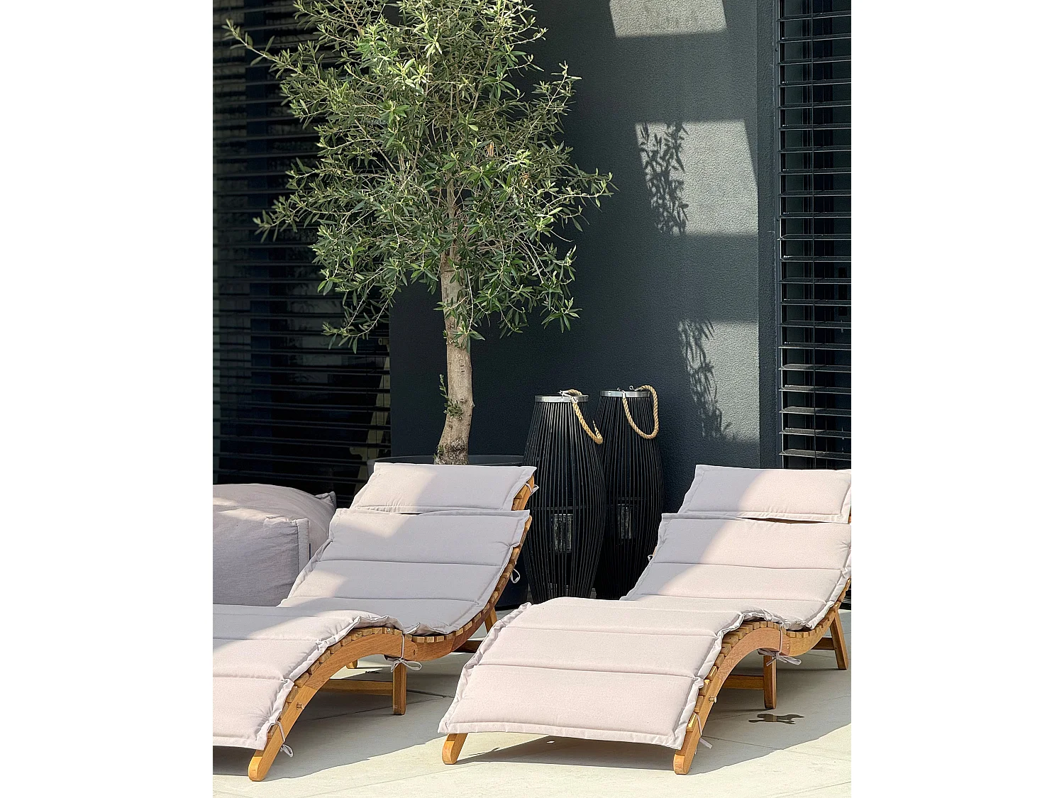 Transat avec coussin LUINO Acacia Blanc cassé