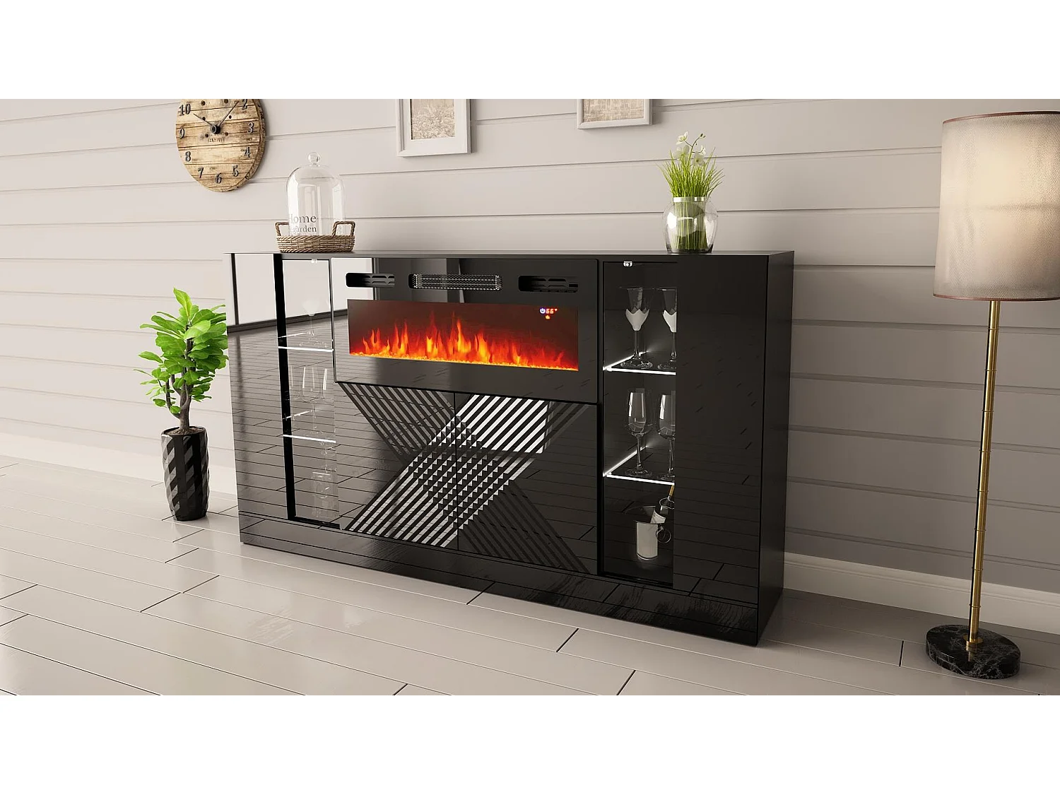 Credenza DIUNA SB160 4D 160x35x90 Nero