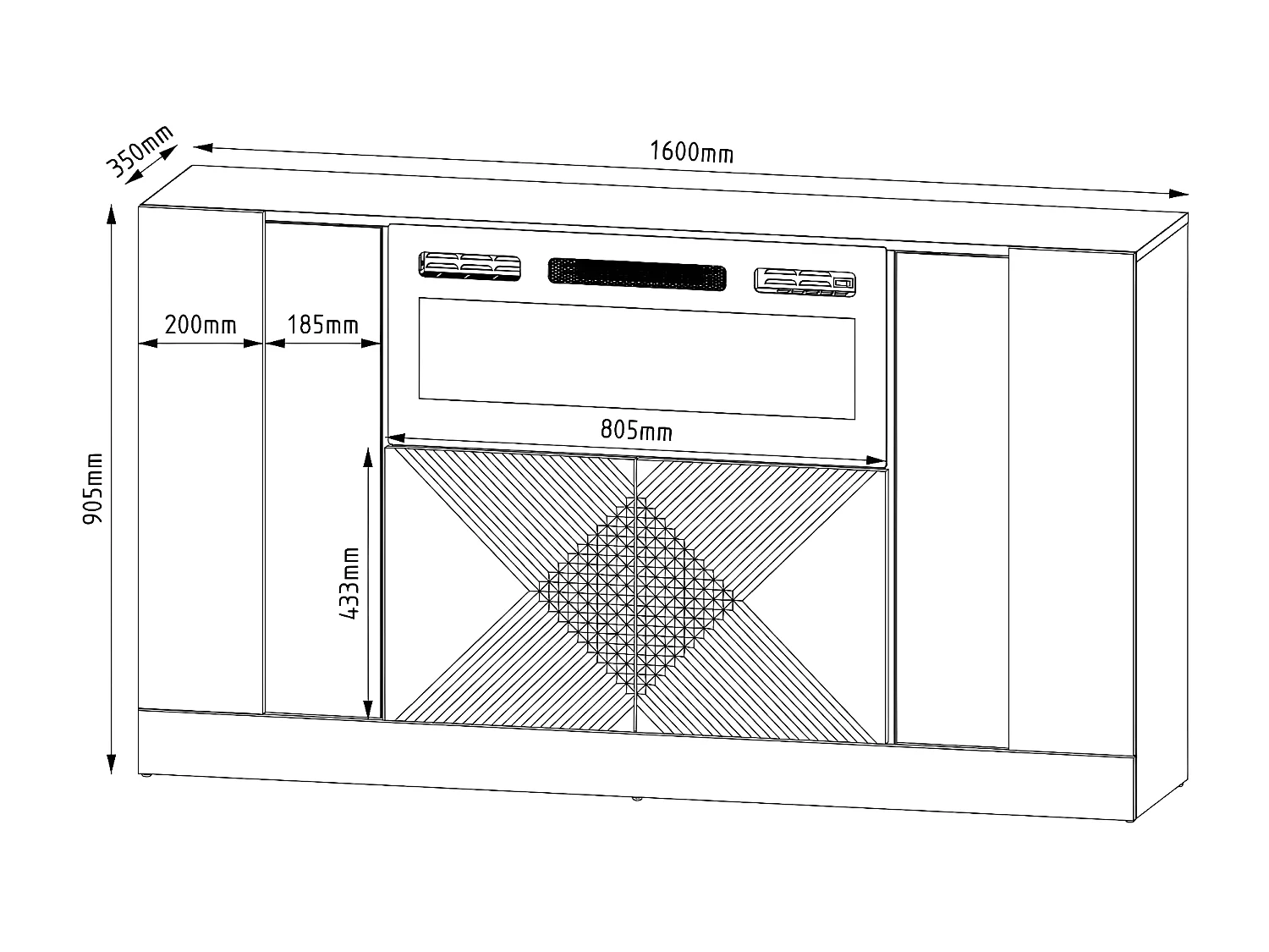 Credenza DIUNA SB160 4D 160x35x90 Nero