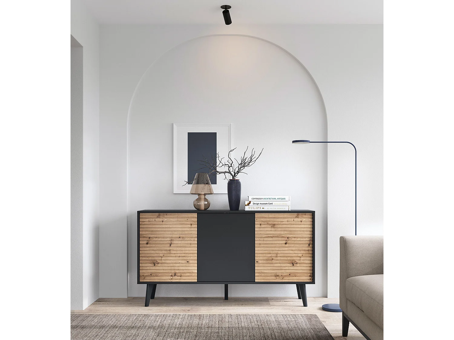 Dressoir WILLOW SB154 3D 154x39x83 Zwart