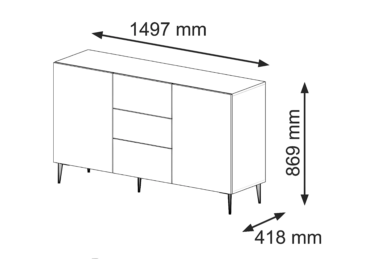 Aparador RAVENNA B SB150 2D3D 150x42x87 Branco