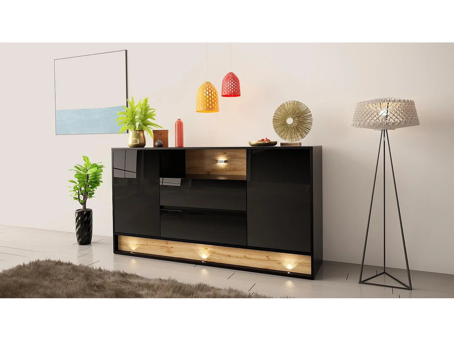 Dressoir VISION SB160 2D2D 160x40x85 Zwart