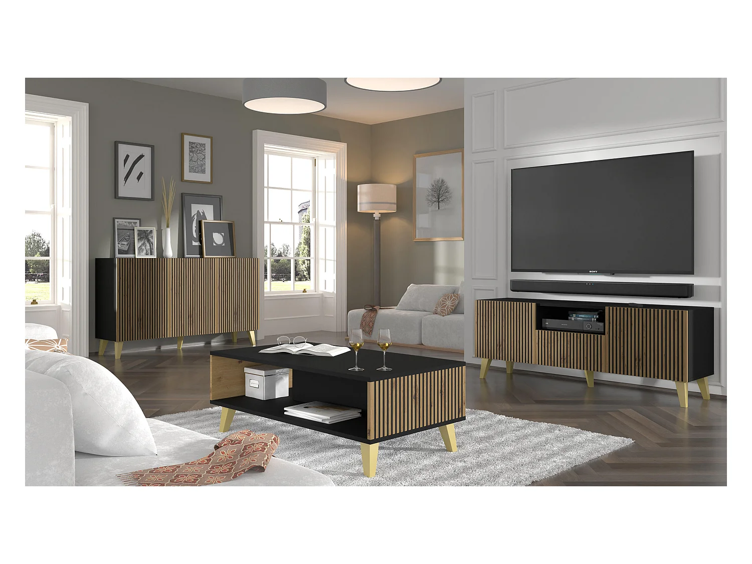 Buffet RAVENNA P SB150 3D 150x42x87 Noir