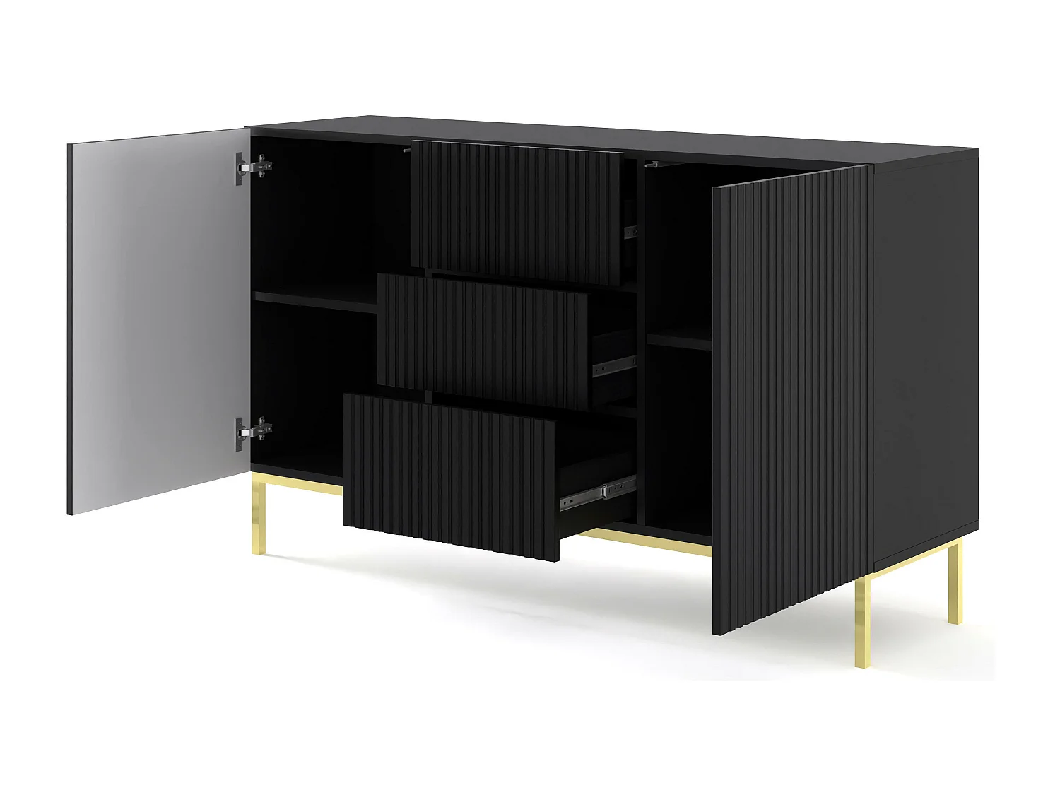 Credenza RAVENNA B SB150 2D3D 150x42x89 Nero