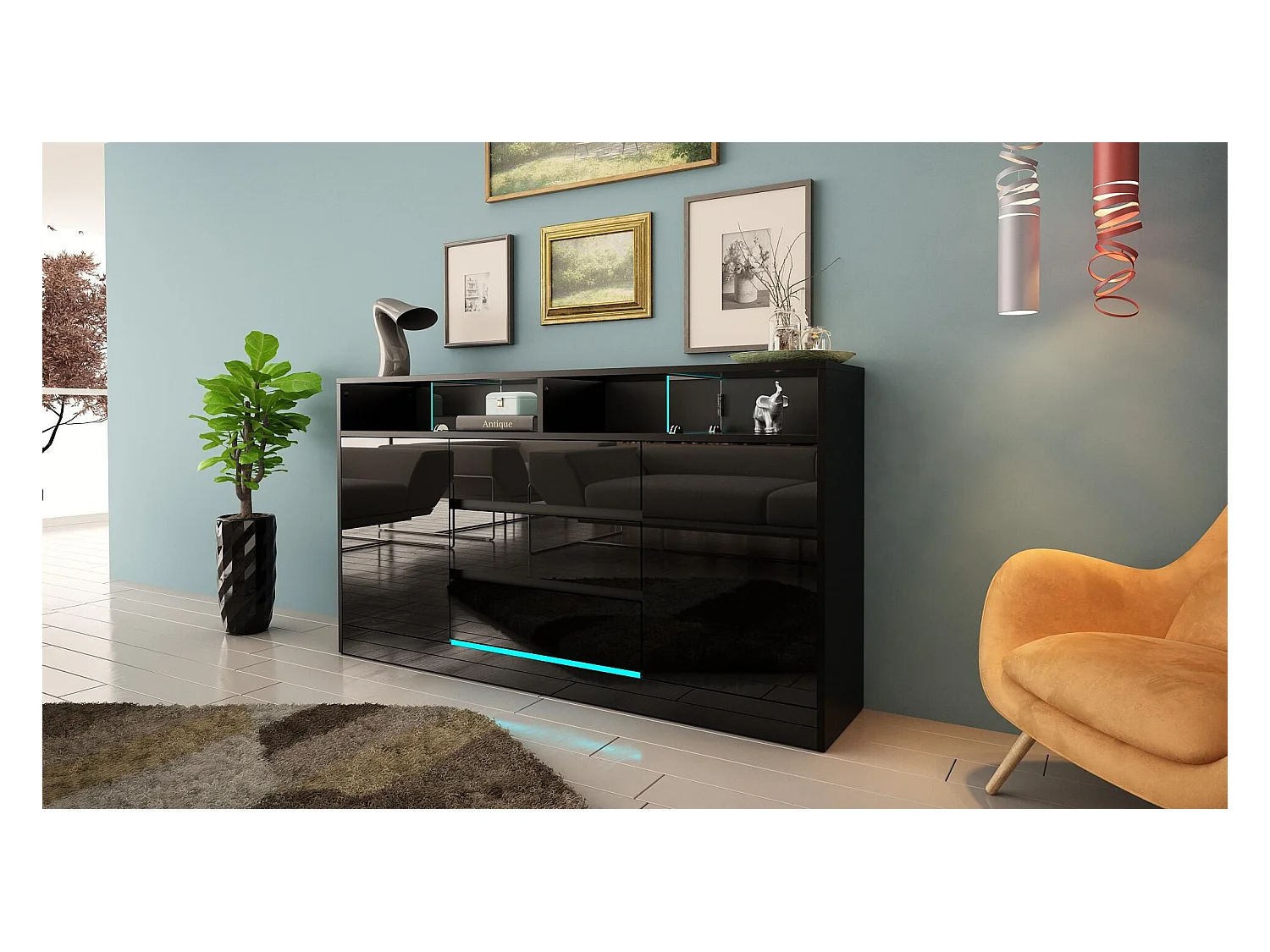Buffet DISPARO SB160 2D3D 160x34x89 Noir