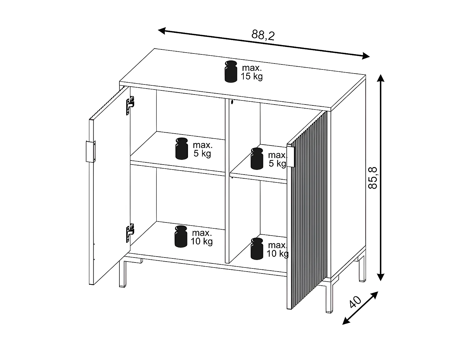 Buffet FLINN SB88 2D 88x40x86 Noir