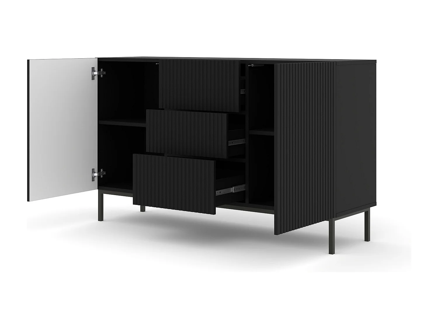 Dressoir RAVENNA B SB150 2D3D 150x42x89 Zwart