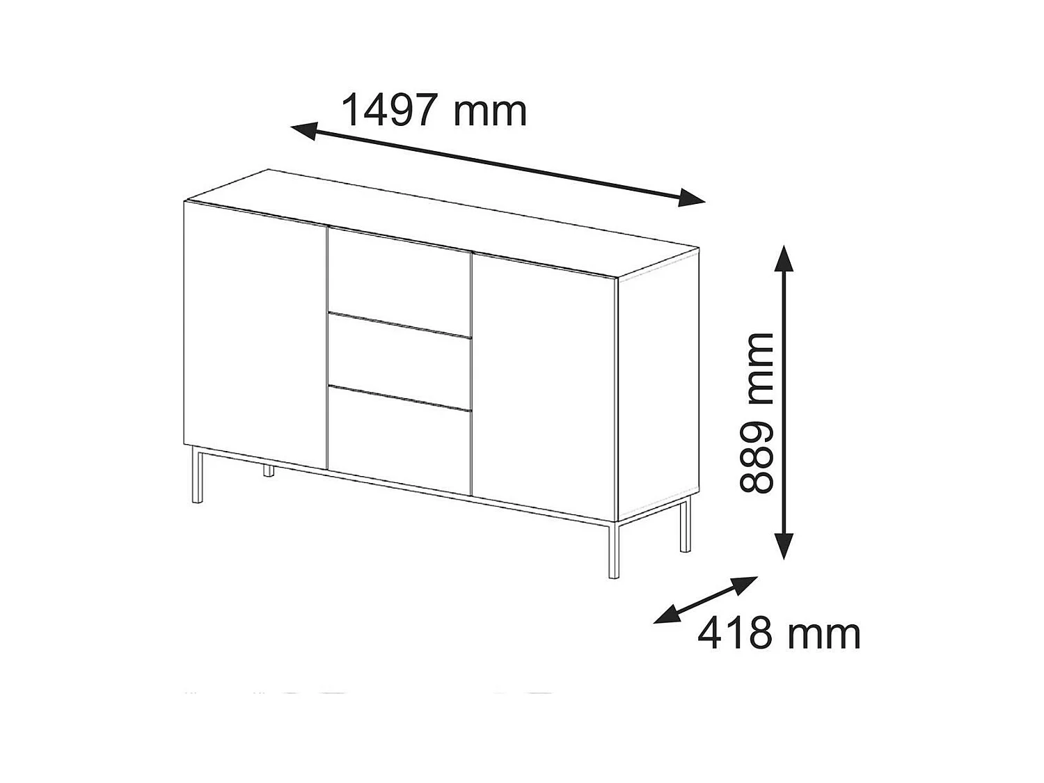 Buffet RAVENNA B SB150 2D3D 150x42x89 Noir