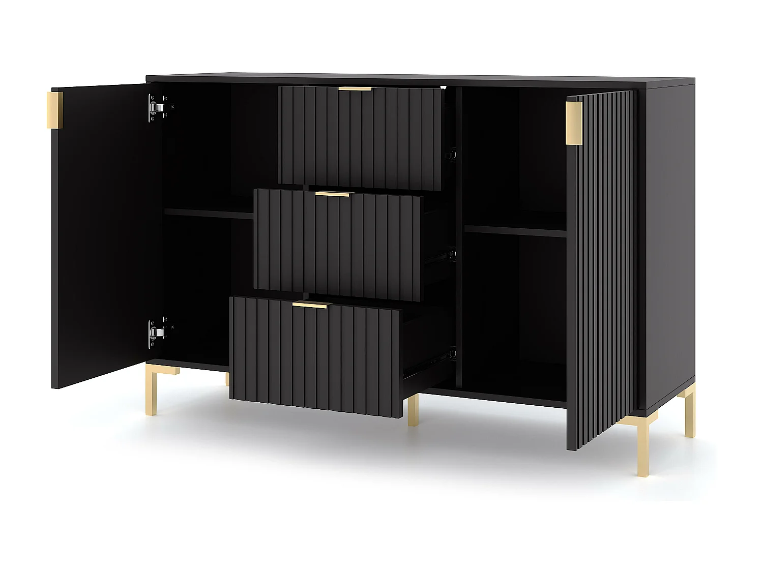 Dressoir FLINN SB130 2D3D 130x40x86 Zwart