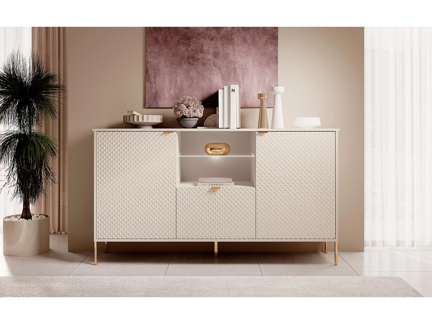 Aparador DIAMO SB156 3D 156x42x91 Bege