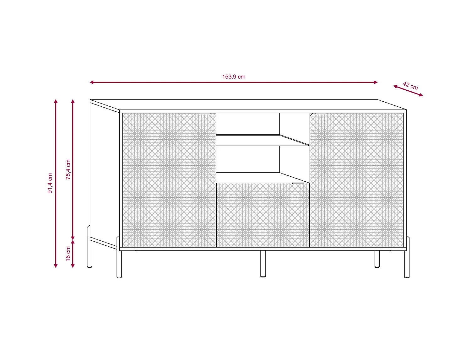 Buffet DIAMO SB156 3D 156x42x91 Beige