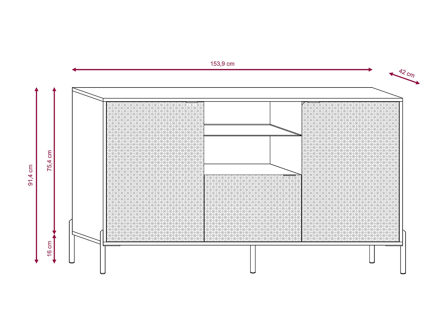 Buffet DIAMO SB156 3D 156x42x91 Beige