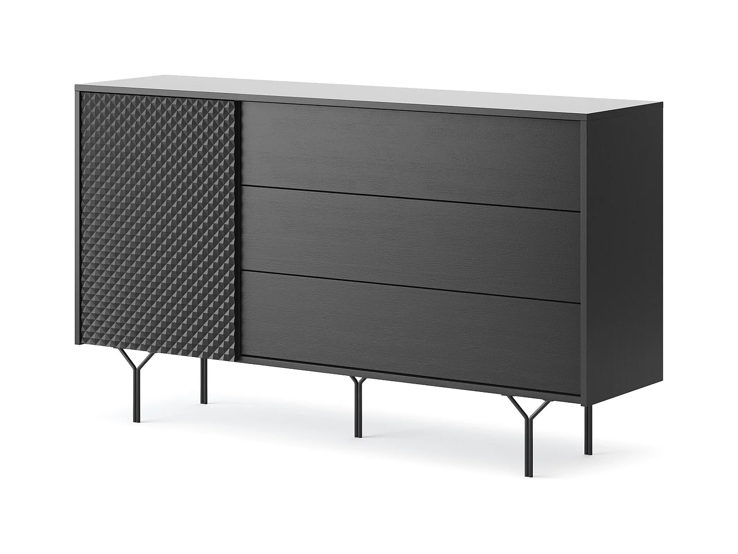 Dressoir RAVEN SB144 1D3D 144x38x83 Zwart
