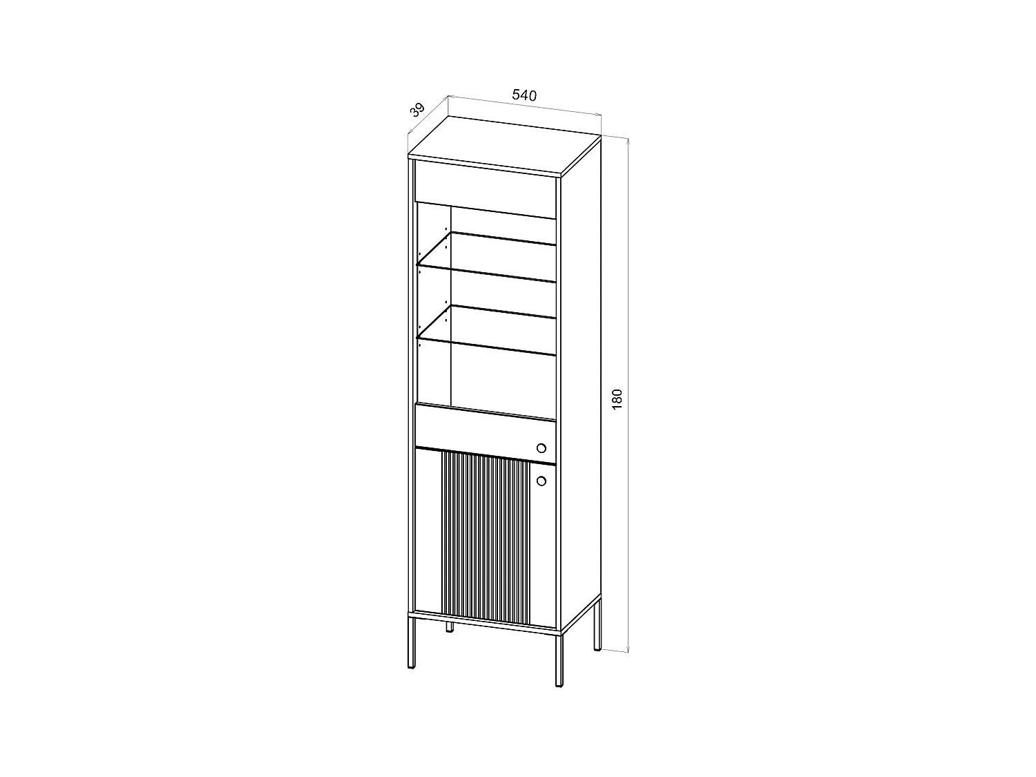 Buffet ISEO SB104 2D 104x39x79 Noir