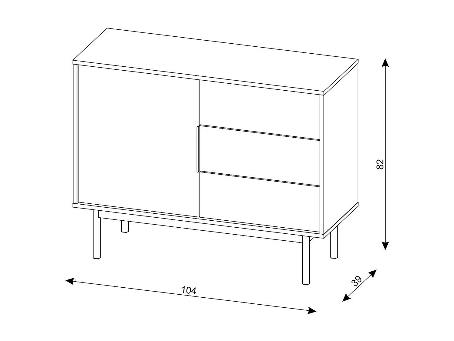 Aparador VIVA SB104 1D3D 104x39x82 Branco