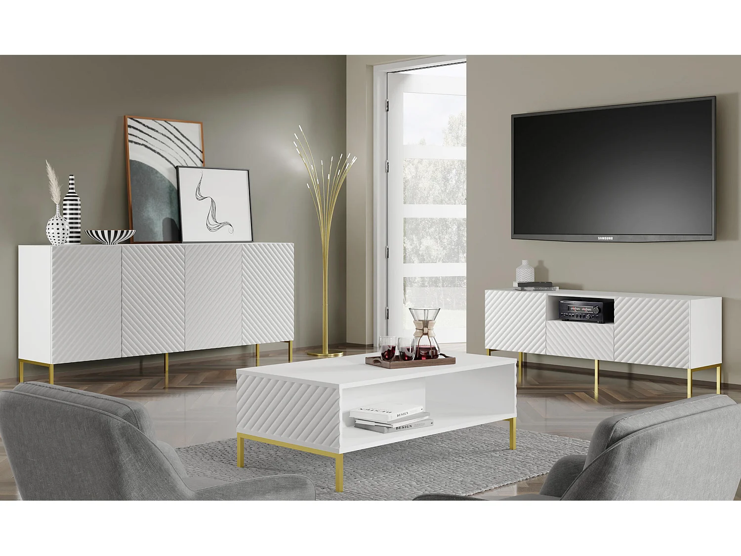 Buffet SURF SB200 4D 200x42x87 Blanc