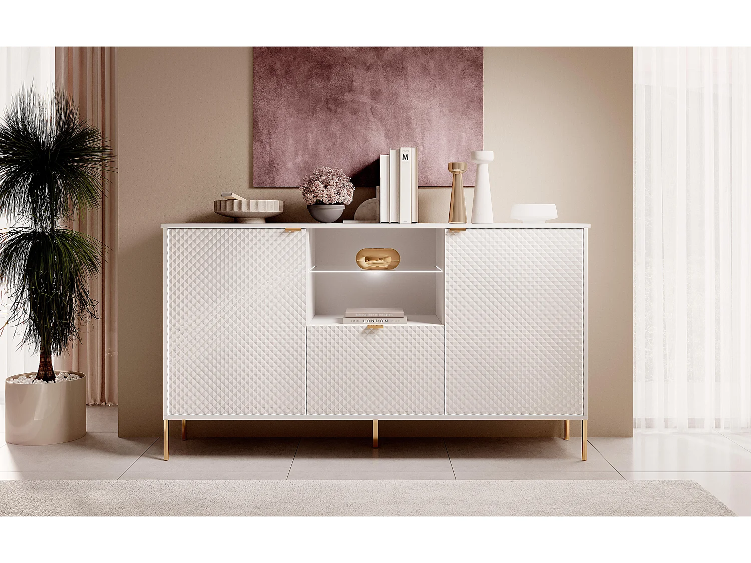 Dressoir DIAMO SB156 3D 156x42x91 Wit