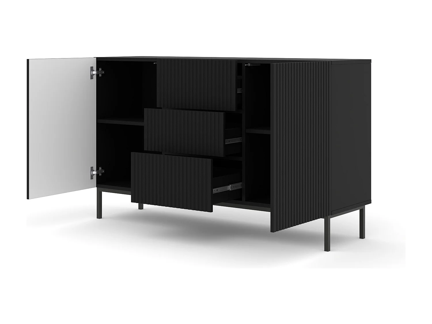 Dressoir RAVENNA B SB150 2D3D 150x42x87 Zwart