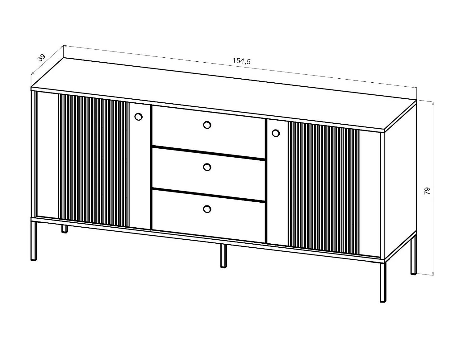 Aparador ISEO SB154 2D3D 154x39x79 Bege