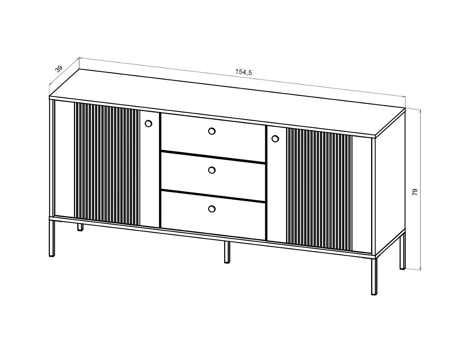 Buffet ISEO SB154 2D3D 154x39x79 Beige