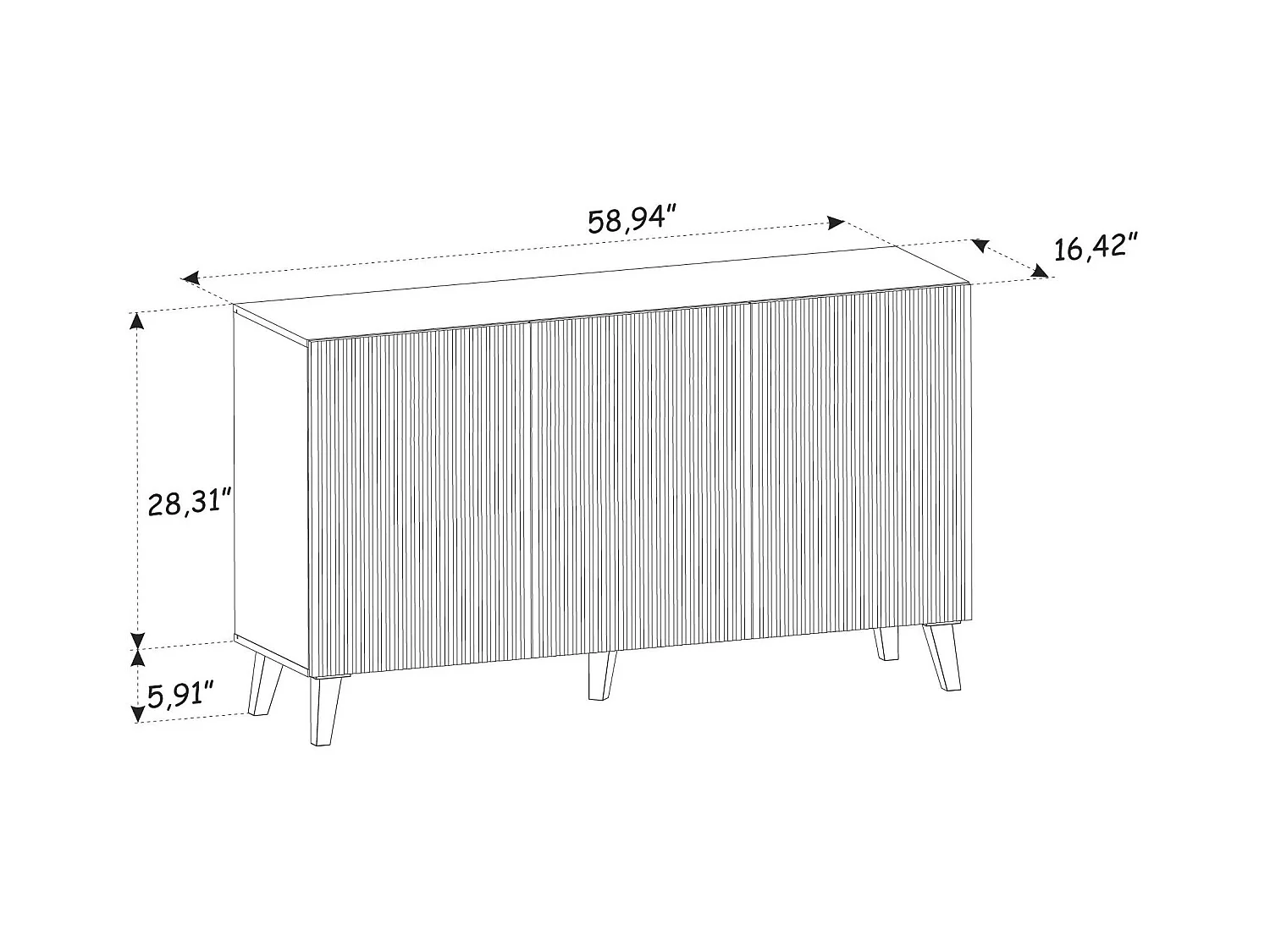 Buffet RAVENNA P SB150 3D 150x42x87 Blanc