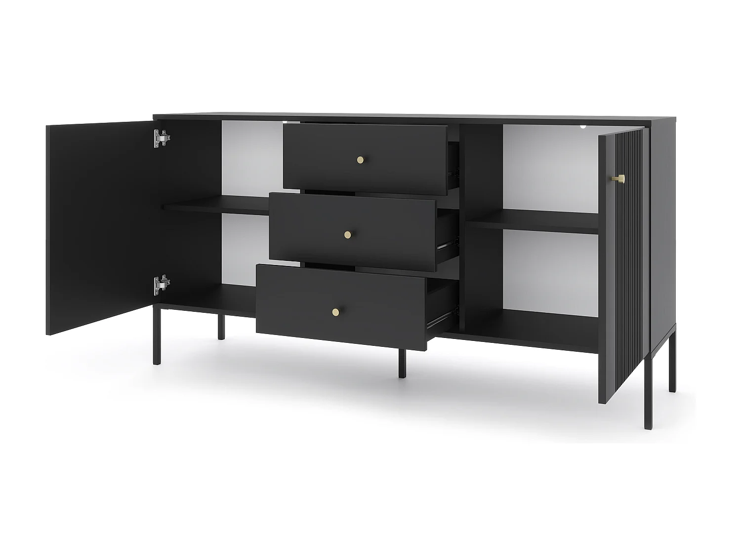 Aparador ISEO SB154 2D3D 154x39x79 Negro