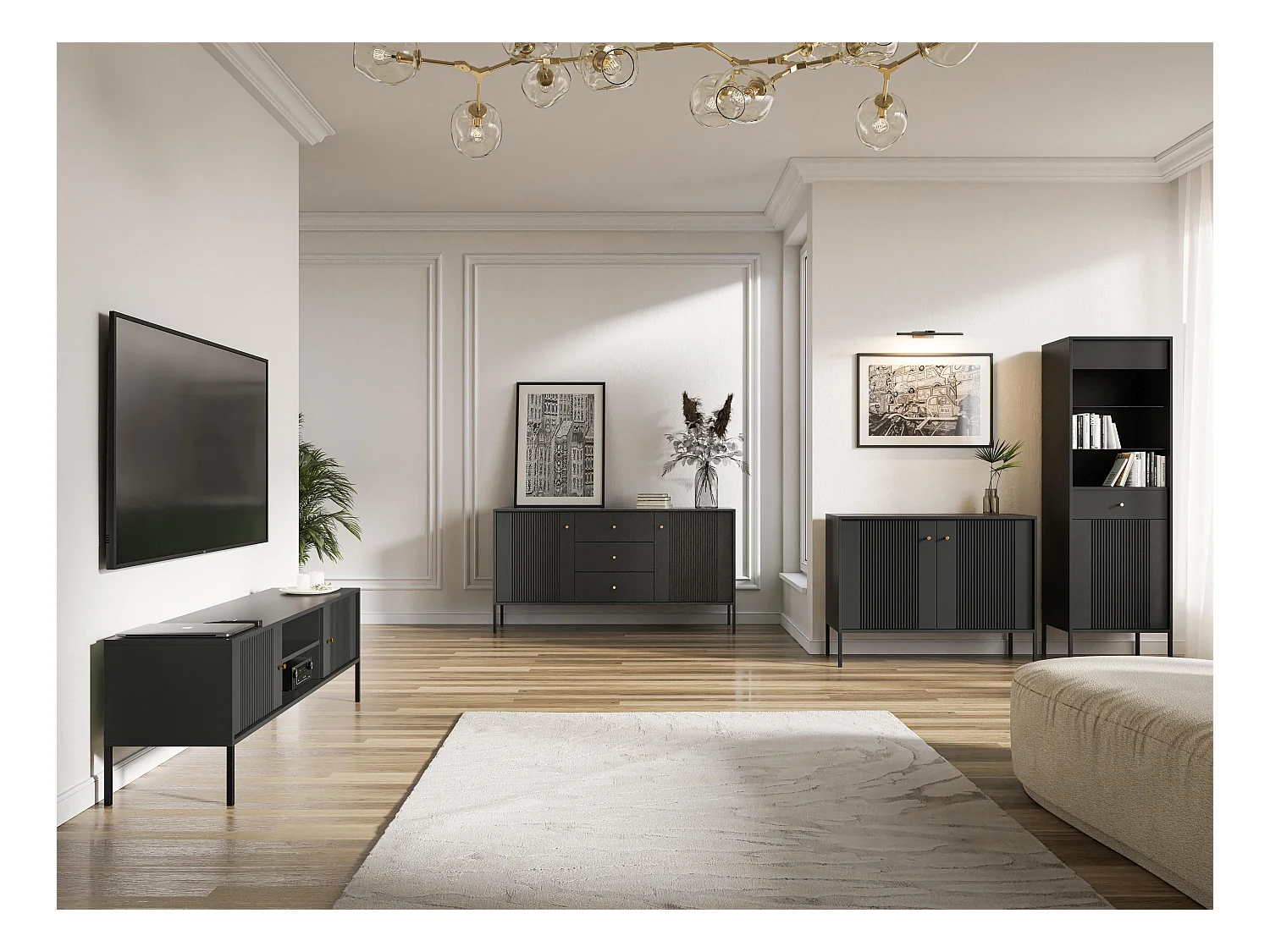Buffet ISEO SB154 2D3D 154x39x79 Noir