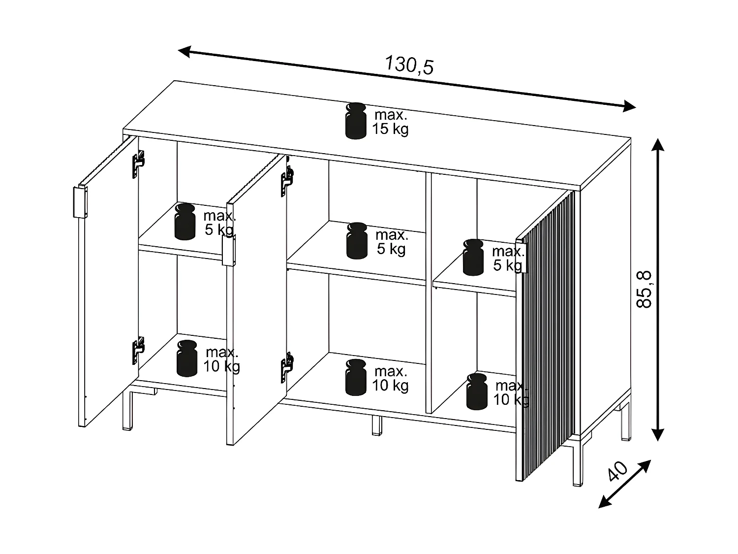 Buffet FLINN SB130 3D 130x40x86 Noir