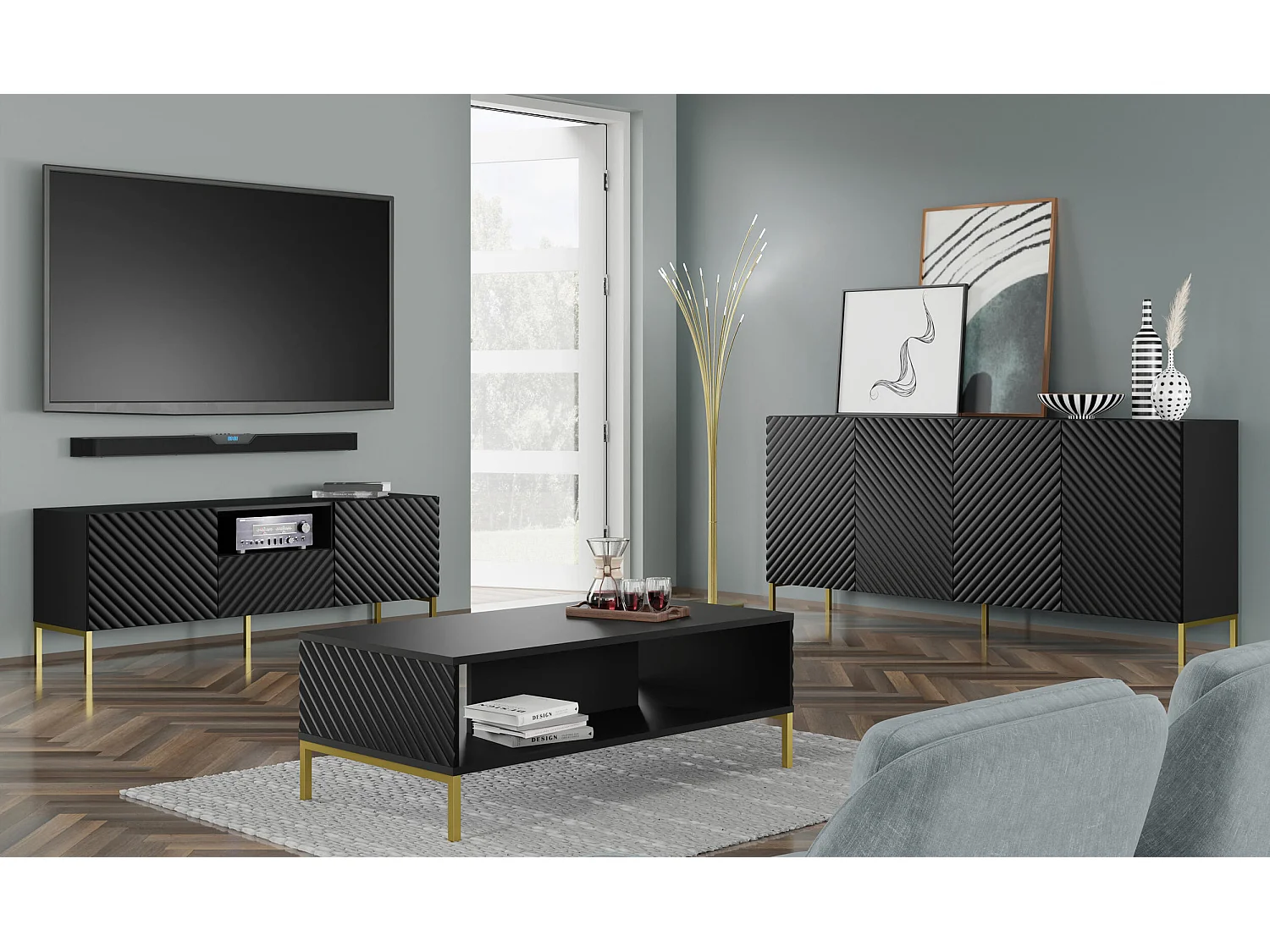 Buffet SURF SB200 4D 200x42x87 Noir