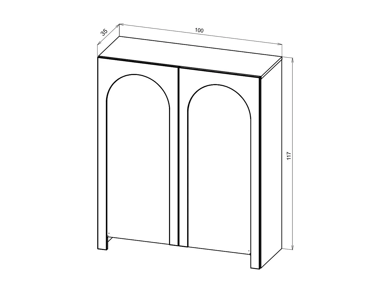 Dressoir ARCO SB100 2D 100x35x117 Wit